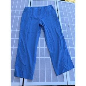 Talbots Womens Size 14 Wide Leg Linen Blend Flat Front Pants Blue Beach Summer